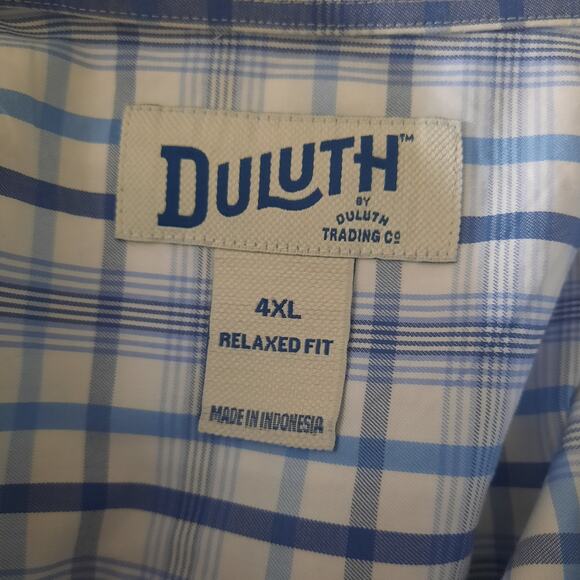 Duluth Trading Co Mens Blue Wrinklefighter Long Sleeve Button Shirt Size 4X - Picture 3 of 6